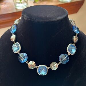 Monet Blue & Silver Tone Crystal Necklace